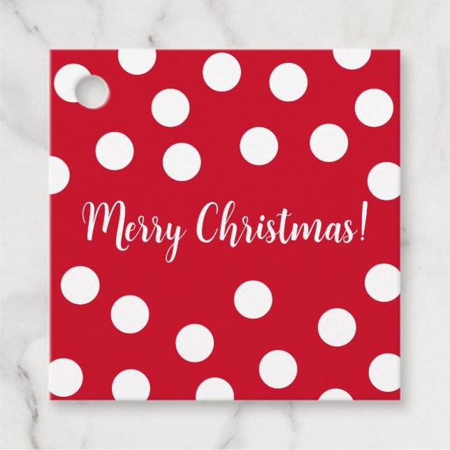 Red and White Polka Dots personalisierte Weihnacht Geschenkanhänger (Vorderseite)