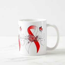 Red and White Ribbon with Butterfly Coffee Mug Kaffeetasse