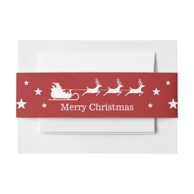Red and White Santa Sleigh Frohe Weihnachten Einladungsbanderole (Vorderseite Beispiel)