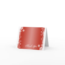 Red and White Snowflake Wedding Danke Karte