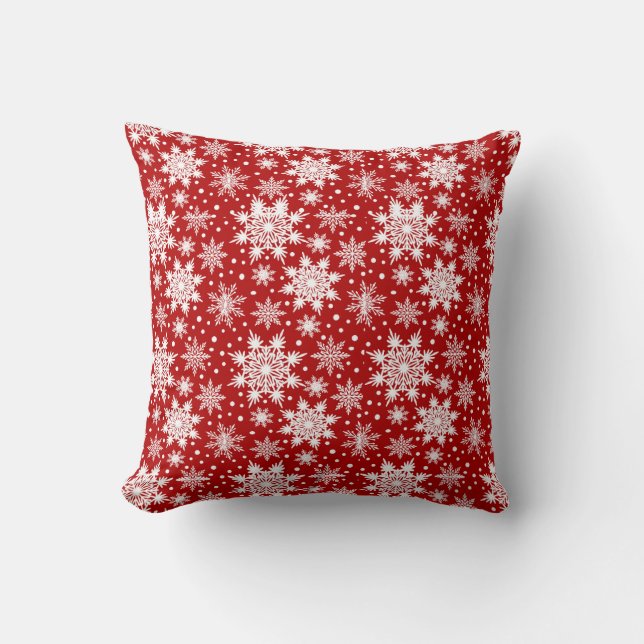 Red and White Snowflake Weihnachten Klassisches Mu Kissen (Vorderseite)
