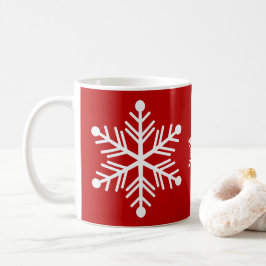 Red and White Snowflake Weihnachtsmuster Kaffeetasse