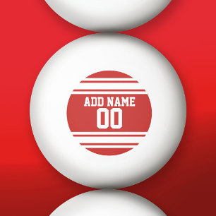 Red and White Sports Jersey Individuelle Name Numb Tischtennisball