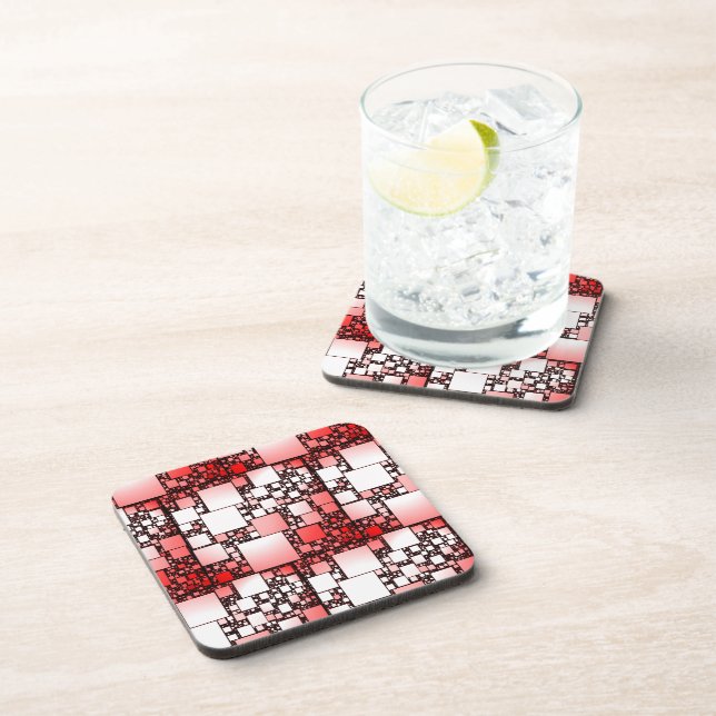 Red and White Square Dancing Plastic Coaster Getränkeuntersetzer (Rechte Seite)