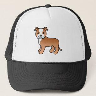 Red and White Staffordshire Bull Terrier Dog Truckerkappe