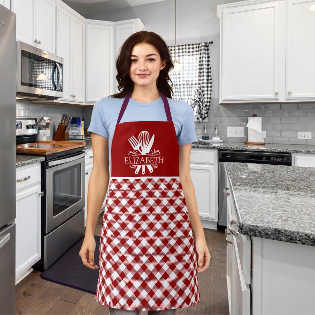 Red and White Tartan Plaid Christmas Pattern Schürze (Von Creator hochgeladen)