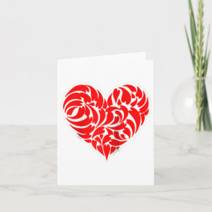 Red and White Tribal Heart Tattoo Style Design Spa Karte