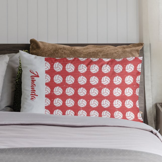 Red and White Volleyball Pattern Pillowcase Kissenbezug (Von Creator hochgeladen)