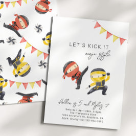 Red and Yellow Ninja Birthday Invitation Einladung