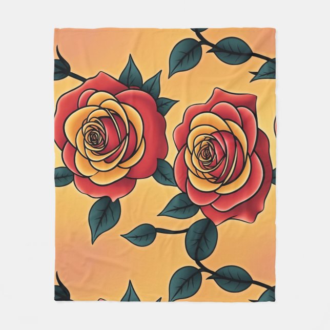 Red And Yellow Roses Fleecedecke (Vorderseite)