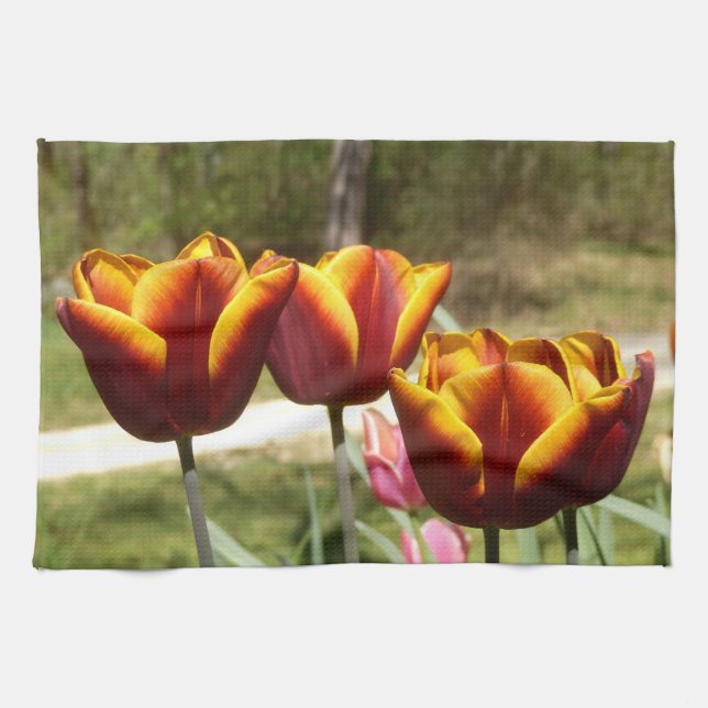 Red and Yellow Tulips Tea Towel Handtuch (Horizontal)