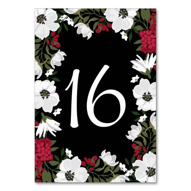 Red Anemone Blooms Tischnummern Card (Vorderseite)