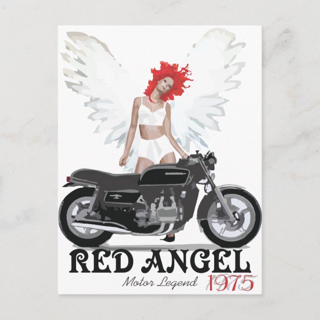 Red Angel Cafe Racer Motor Legend Postkarte (Vorderseite)