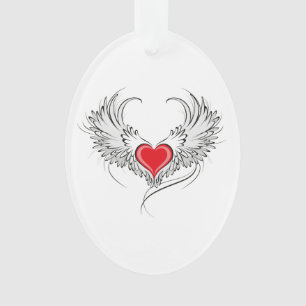 Red Angel Coeur avec ailes