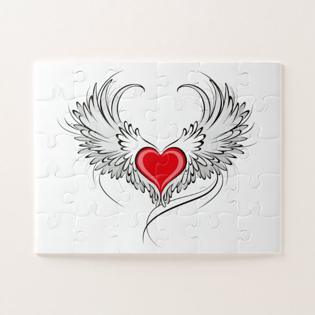 Red Angel Heart mit Flügeln (Horizontal)