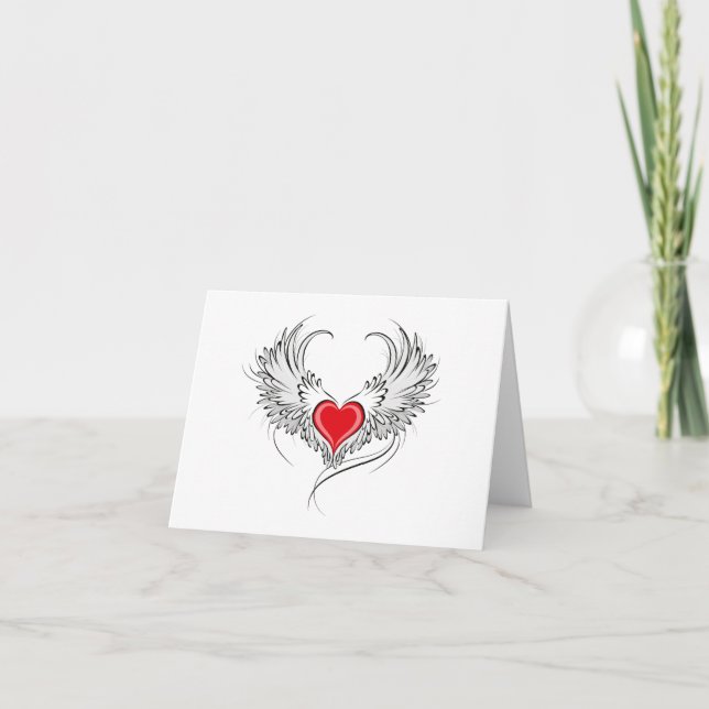 Red Angel Heart mit Flügeln (Vorderseite)