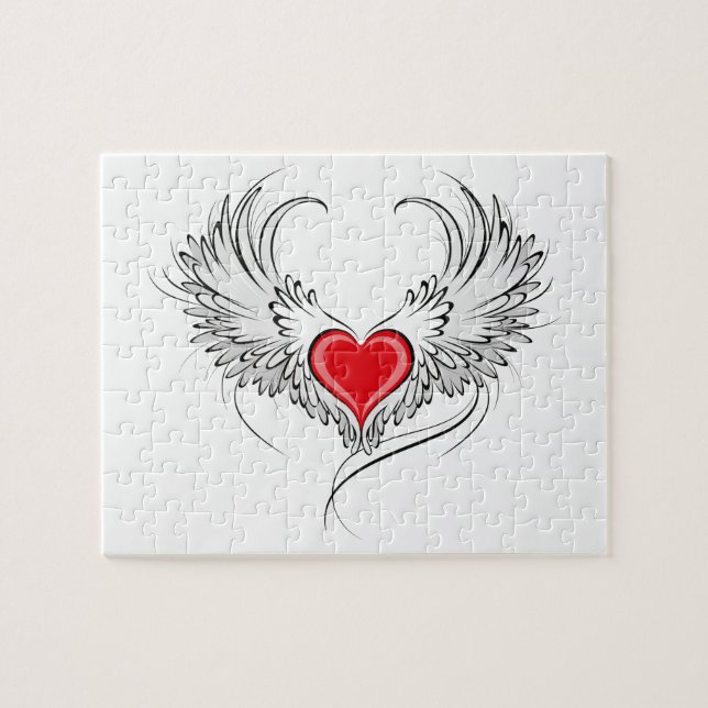 Red Angel Heart mit Flügeln (Horizontal)