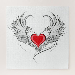 Red Angel Heart mit Flügeln
