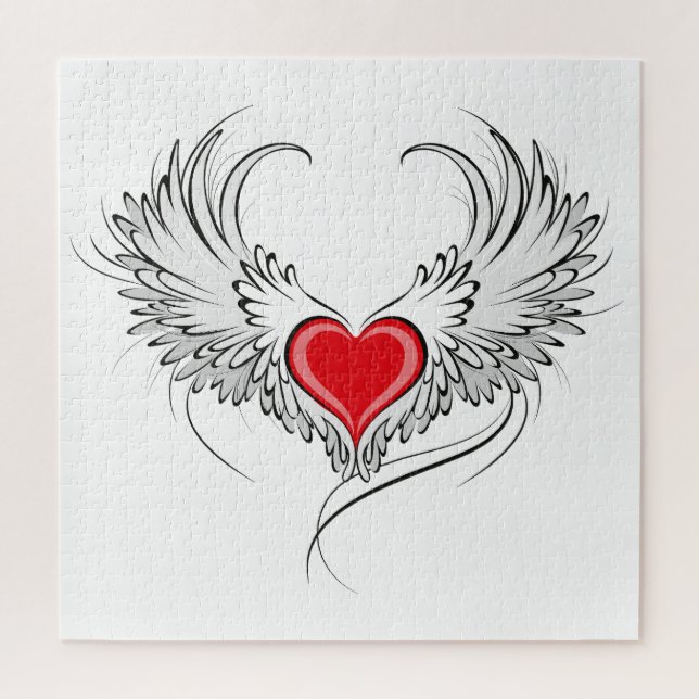 Red Angel Heart mit Flügeln (Vertikal)