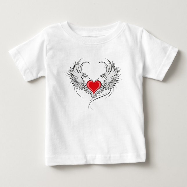 Red Angel Heart mit Flügeln Baby T-shirt (Vorderseite)