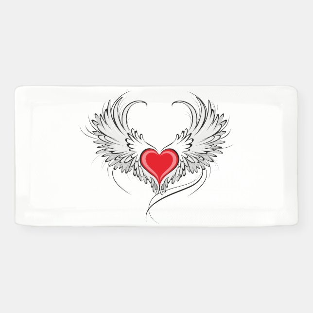 Red Angel Heart mit Flügeln Banner (Horizontal)