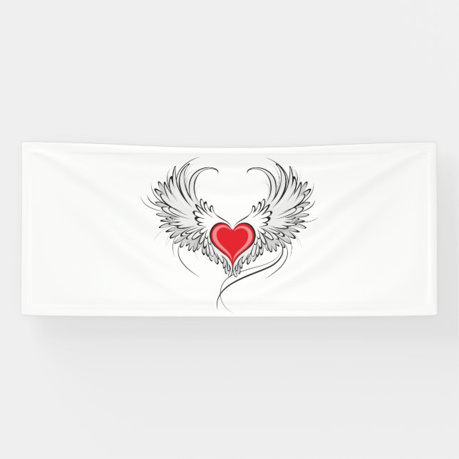 Red Angel Heart mit Flügeln Banner (Horizontal)