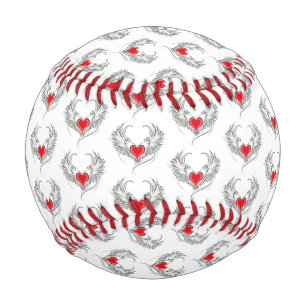 Red Angel Heart mit Flügeln Baseball