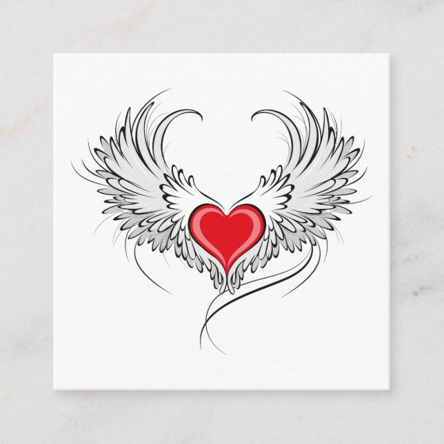 Red Angel Heart mit Flügeln Begleitkarte (Vorderseite)