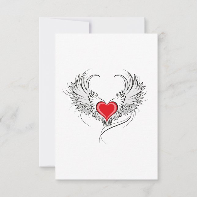 Red Angel Heart mit Flügeln Dankeskarte (Vorderseite)