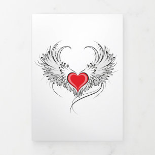 Red Angel Heart mit Flügeln Dreifach Gefaltete Ankündigung