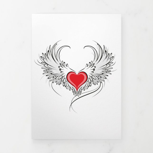 Red Angel Heart mit Flügeln Dreifach Gefaltete Ankündigung (Cover)