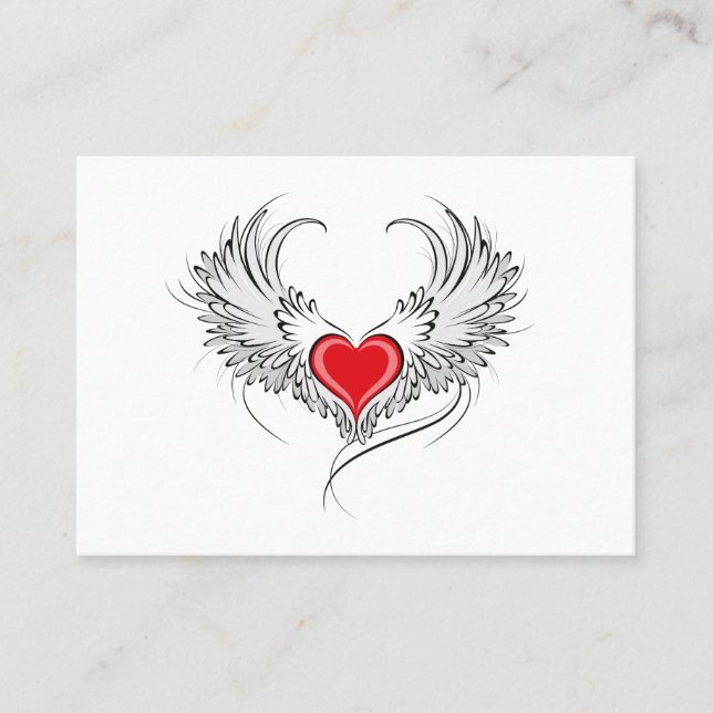 Red Angel Heart mit Flügeln Empfehlungskarte (Vorderseite)