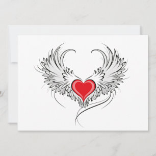Red Angel Heart mit Flügeln Feiertagskarte