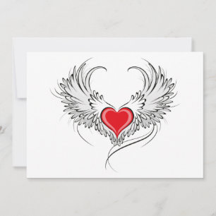 Red Angel Heart mit Flügeln Feiertagskarte