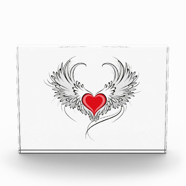 Red Angel Heart mit Flügeln Fotoblock (Vorderseite)