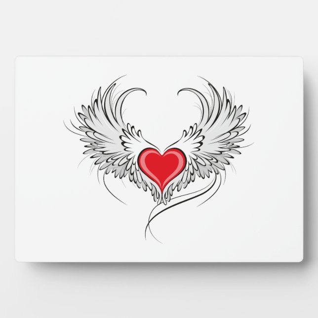 Red Angel Heart mit Flügeln Fotoplatte (Vorderseite)