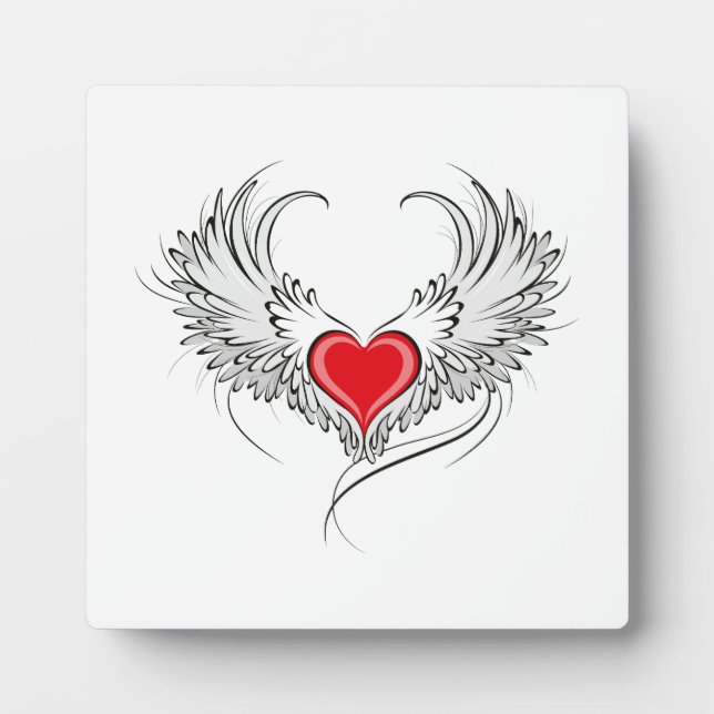 Red Angel Heart mit Flügeln Fotoplatte (Vorderseite)