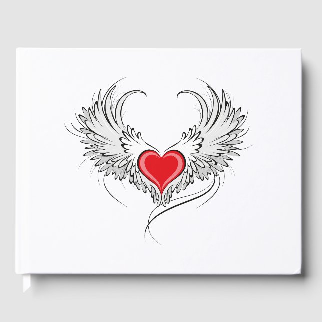 Red Angel Heart mit Flügeln Gästebuch (Vorderseite)
