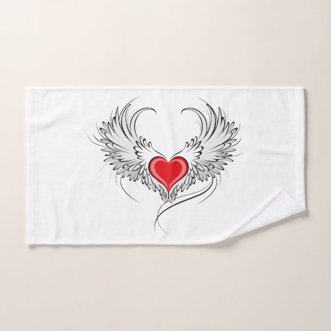 Red Angel Heart mit Flügeln Handtuch (Handtuch)