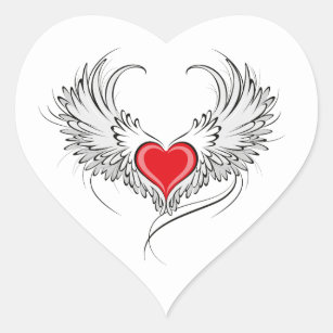 Red Angel Heart mit Flügeln Herz-Aufkleber
