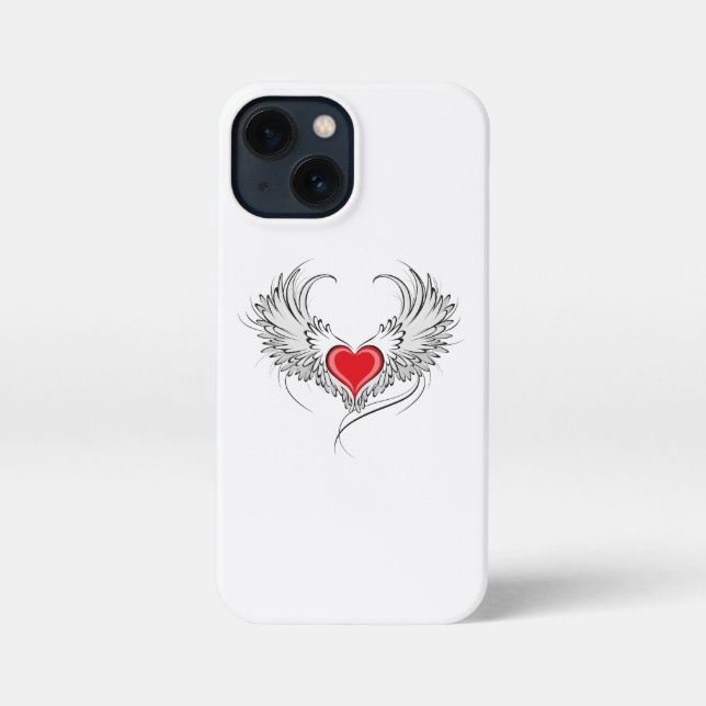 Red Angel Heart mit Flügeln iPhone 13 Mini Hülle (Rückseite)