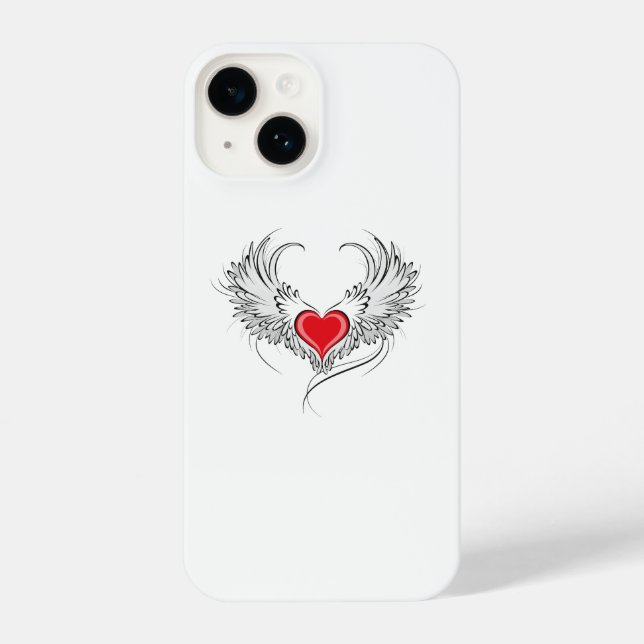 Red Angel Heart mit Flügeln iPhone 14 Hülle (Rückseite)