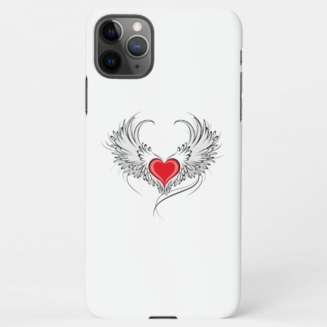 Red Angel Heart mit Flügeln iPhone Hülle (Rückseite)