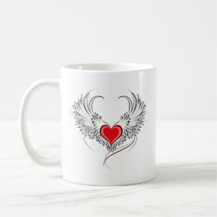 Red Angel Heart mit Flügeln Kaffeetasse