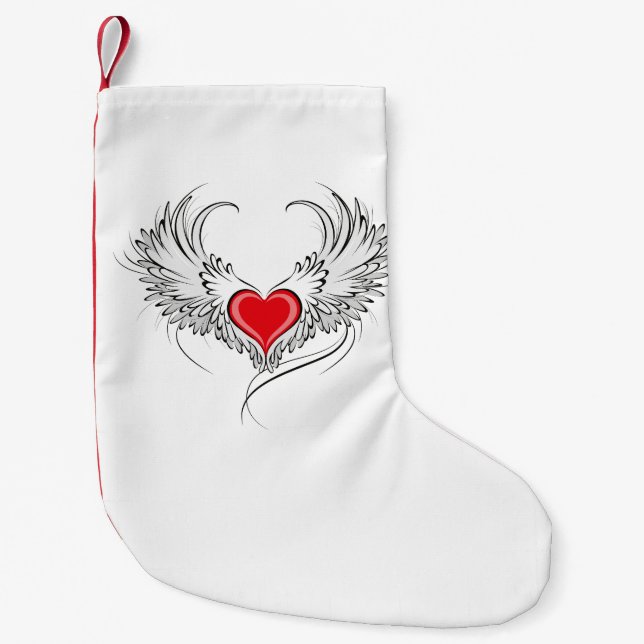 Red Angel Heart mit Flügeln Kleiner Weihnachtsstrumpf (Vorderseite)