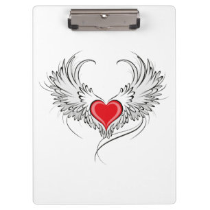 Red Angel Heart mit Flügeln Klemmbrett