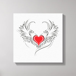 Red Angel Heart mit Flügeln Leinwanddruck