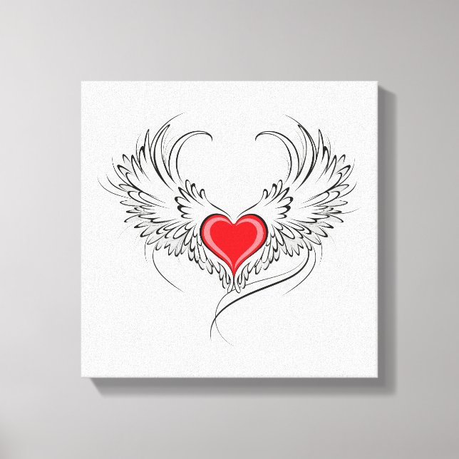 Red Angel Heart mit Flügeln Leinwanddruck (Vorderseite)