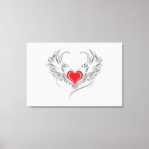 Red Angel Heart mit Flügeln Leinwanddruck