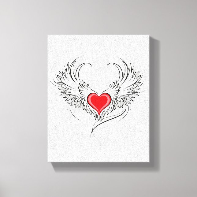 Red Angel Heart mit Flügeln Leinwanddruck (Vorderseite)